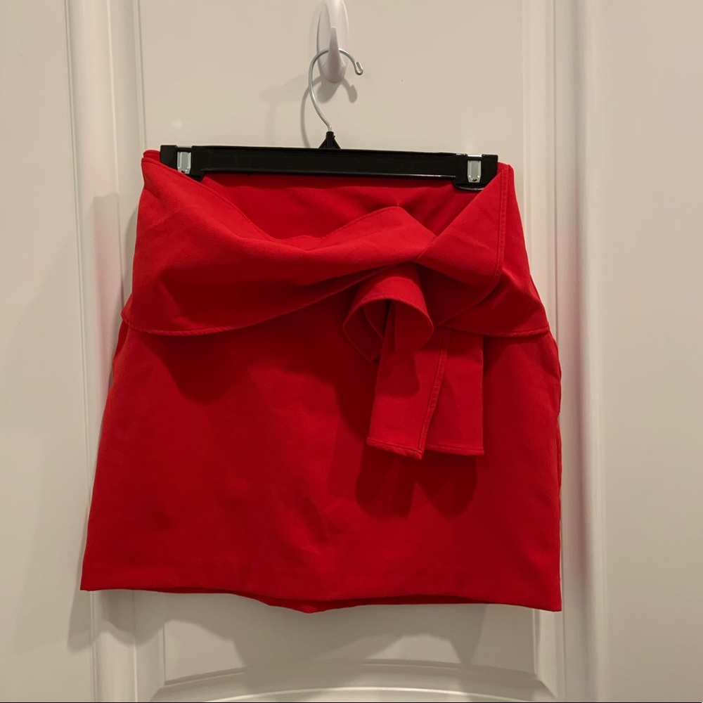 Zara red miniskirt front tie size M